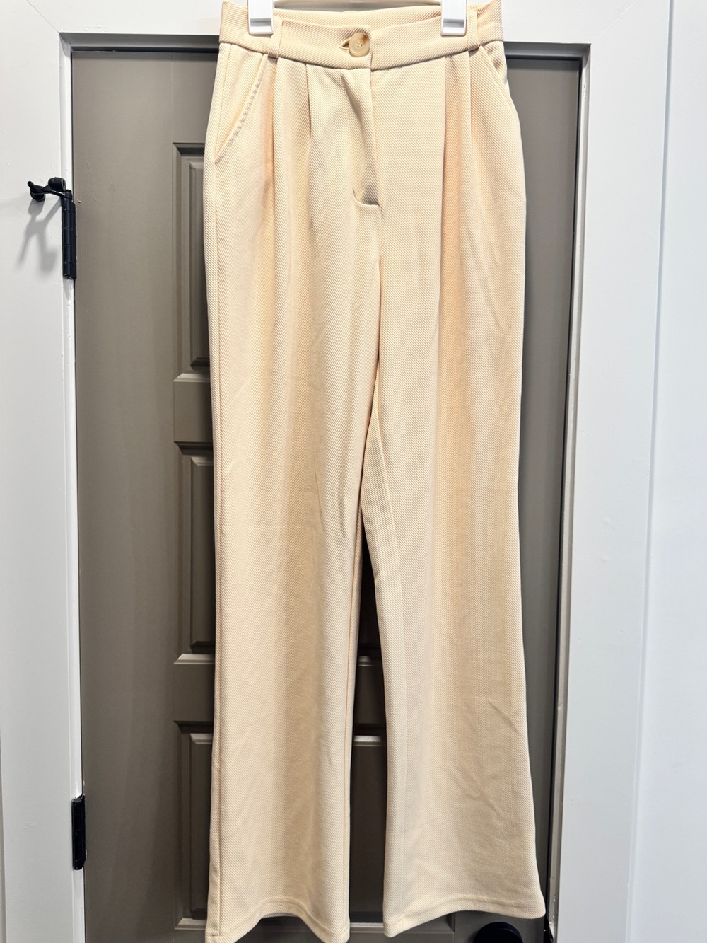 ASOS Beige High-Waist Wide-Leg Pants